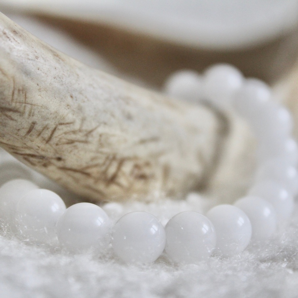 White Jade Gemstone Chakra Balancing Stretchy Energy Bracelet